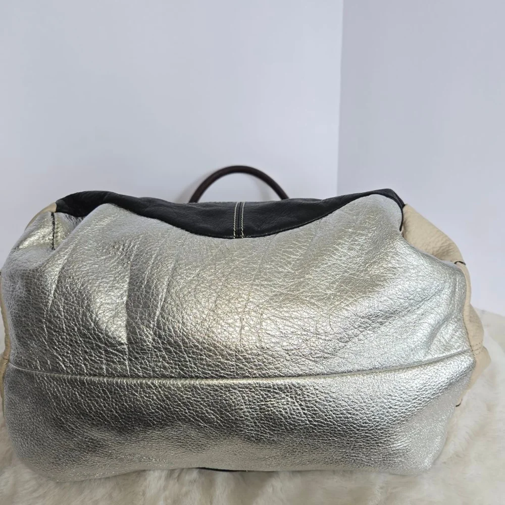 b. makowsky Large Multi Color Leather Hobo Bag in Beige, Black, Silver & Brown - Picture 8 of 14